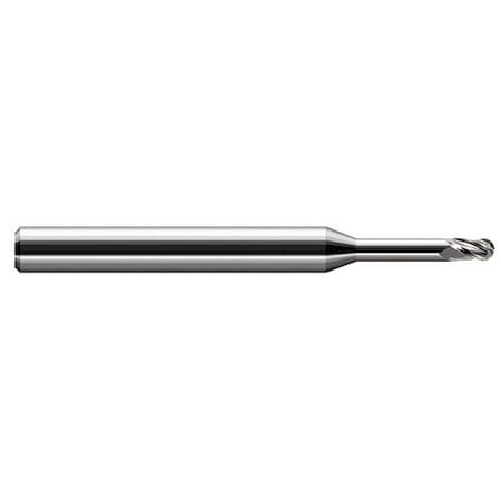 Harvey Tool 0.055 in. 1.4 mm Cutter dia x 0.083 in. x 0.33 in. Reach Carbide Ball End Mill, 3 Flutes 860655